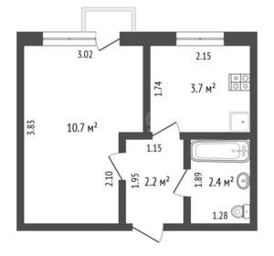 1-к квартира, вторичка, 19м2, 6/9 этаж