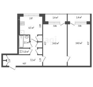 1-к квартира, вторичка, 47м2, 5/10 этаж