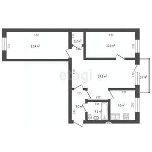 3-к квартира, вторичка, 54м2, 4/5 этаж