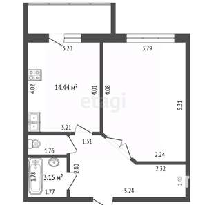 1-к квартира, вторичка, 47м2, 5/10 этаж