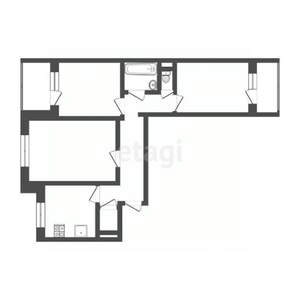 3-к квартира, вторичка, 64м2, 1/10 этаж