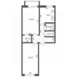 2-к квартира, вторичка, 48м2, 5/5 этаж