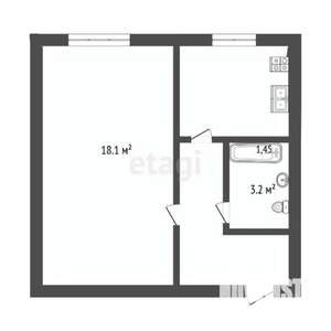 1-к квартира, вторичка, 35м2, 4/5 этаж