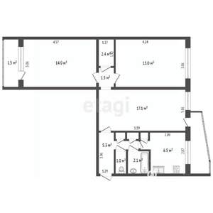 3-к квартира, вторичка, 64м2, 5/10 этаж