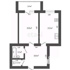 1-к квартира, вторичка, 47м2, 9/9 этаж