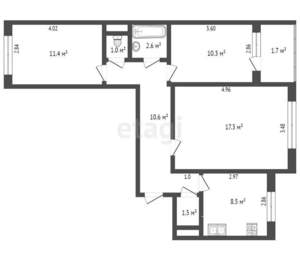 3-к квартира, вторичка, 63м2, 4/10 этаж