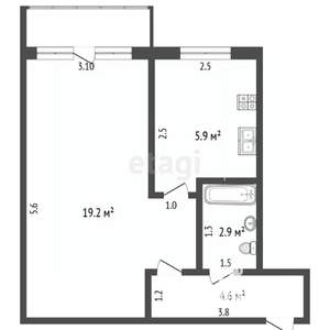 1-к квартира, вторичка, 33м2, 5/5 этаж