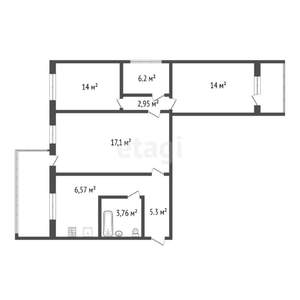 4-к квартира, вторичка, 64м2, 2/9 этаж