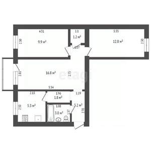 3-к квартира, вторичка, 54м2, 4/5 этаж
