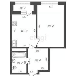 1-к квартира, вторичка, 44м2, 17/18 этаж