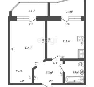 1-к квартира, вторичка, 44м2, 7/9 этаж
