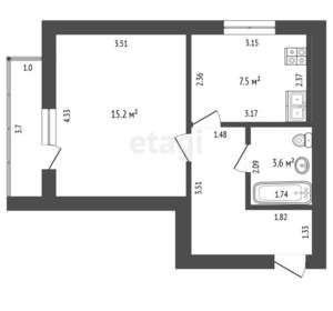 1-к квартира, вторичка, 34м2, 3/16 этаж