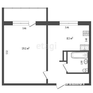 1-к квартира, вторичка, 37м2, 10/10 этаж
