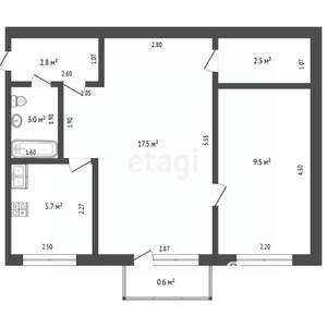 2-к квартира, вторичка, 42м2, 5/5 этаж