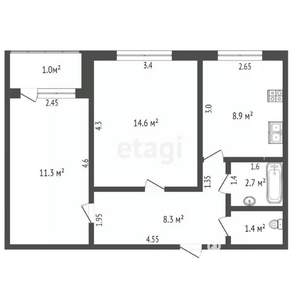 2-к квартира, вторичка, 47м2, 6/9 этаж
