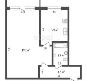 1-к квартира, вторичка, 33м2, 5/5 этаж