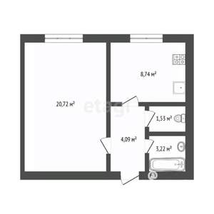 1-к квартира, вторичка, 38м2, 1/3 этаж