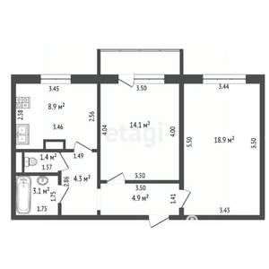 2-к квартира, вторичка, 55м2, 5/10 этаж