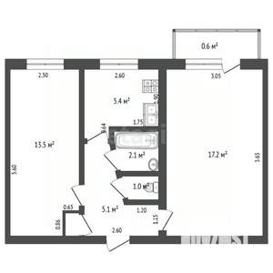 2-к квартира, вторичка, 45м2, 4/5 этаж
