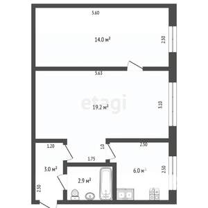2-к квартира, вторичка, 45м2, 1/5 этаж