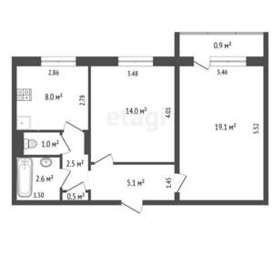 2-к квартира, вторичка, 53м2, 5/9 этаж