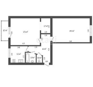 2-к квартира, вторичка, 53м2, 4/5 этаж