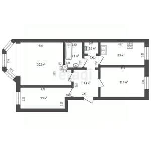 3-к квартира, вторичка, 63м2, 2/2 этаж