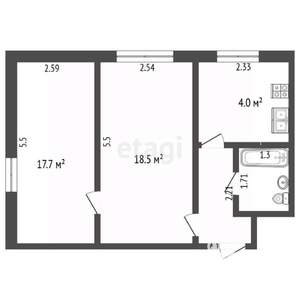 2-к квартира, вторичка, 40м2, 2/5 этаж