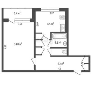 1-к квартира, вторичка, 33м2, 10/1 этаж