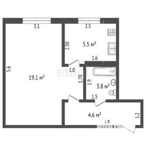 1-к квартира, вторичка, 32м2, 1/5 этаж