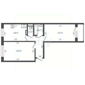 2-к квартира, вторичка, 62м2, 3/9 этаж