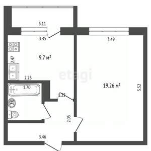 1-к квартира, вторичка, 37м2, 2/9 этаж