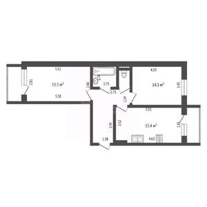 2-к квартира, вторичка, 58м2, 1/10 этаж