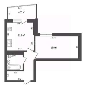 1-к квартира, вторичка, 37м2, 9/19 этаж