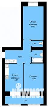 2-к квартира, строящийся дом, 65м2, 1/12 этаж