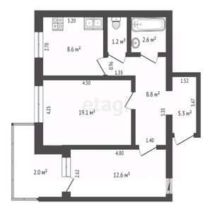 2-к квартира, вторичка, 58м2, 4/9 этаж