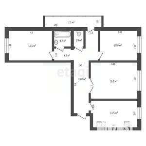 3-к квартира, вторичка, 68м2, 7/10 этаж