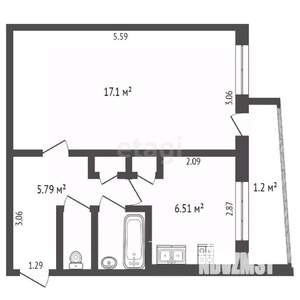 1-к квартира, вторичка, 34м2, 1/5 этаж