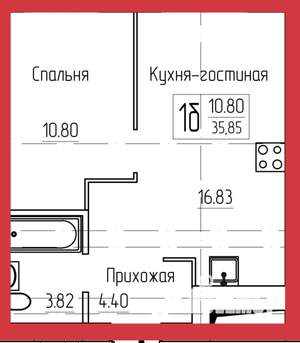 1-к квартира, вторичка, 36м2, 5/11 этаж