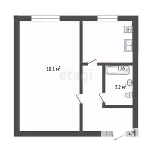 1-к квартира, вторичка, 34м2, 4/5 этаж