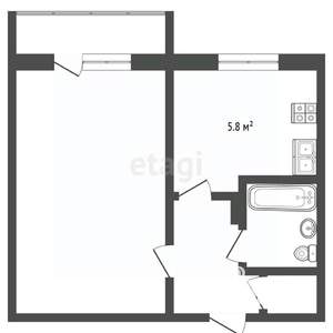 1-к квартира, вторичка, 33м2, 1/5 этаж