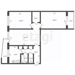 3-к квартира, вторичка, 64м2, 3/10 этаж