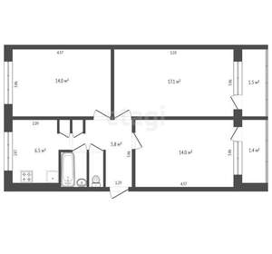 3-к квартира, вторичка, 64м2, 5/5 этаж