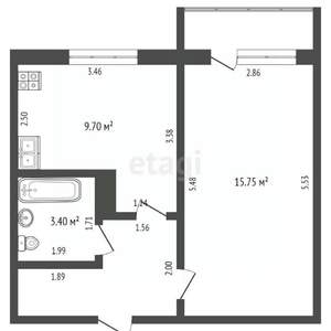 1-к квартира, вторичка, 34м2, 9/10 этаж