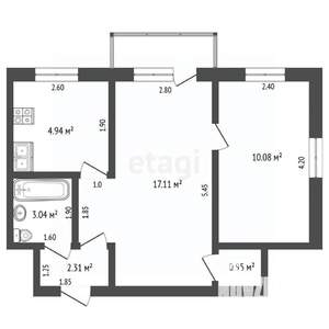 2-к квартира, вторичка, 38м2, 3/5 этаж