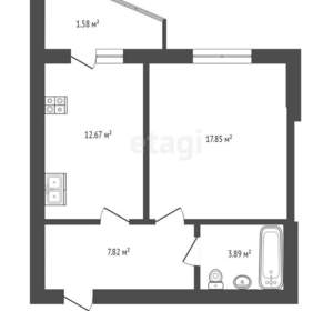 1-к квартира, вторичка, 43м2, 8/14 этаж