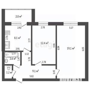 2-к квартира, вторичка, 55м2, 5/10 этаж