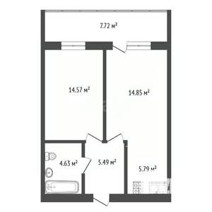 2-к квартира, вторичка, 48м2, 2/14 этаж
