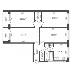 4-к квартира, вторичка, 78м2, 3/5 этаж