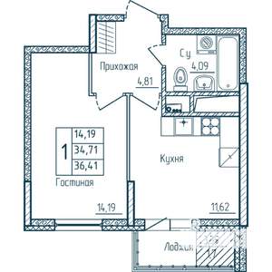 1-к квартира, вторичка, 36м2, 5/18 этаж